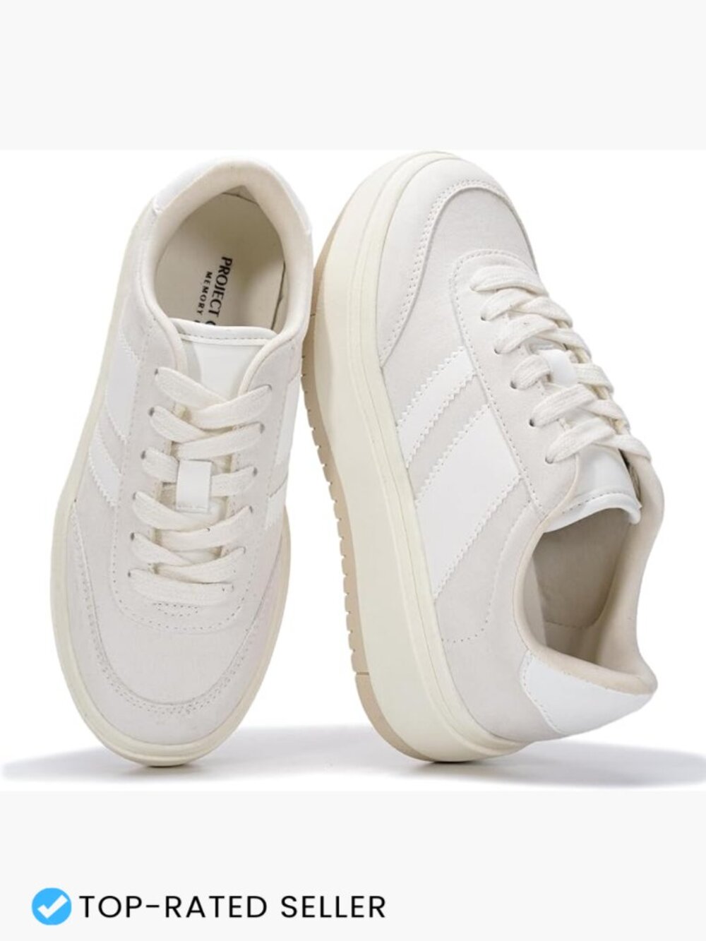 Girls Platform Sneakers Lace-Up Vegan Leather Memory Foam Lightweight Casual